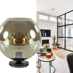 Straluma Tafellamp Bella zwart + smoke glas 25cm><noscript><img width=