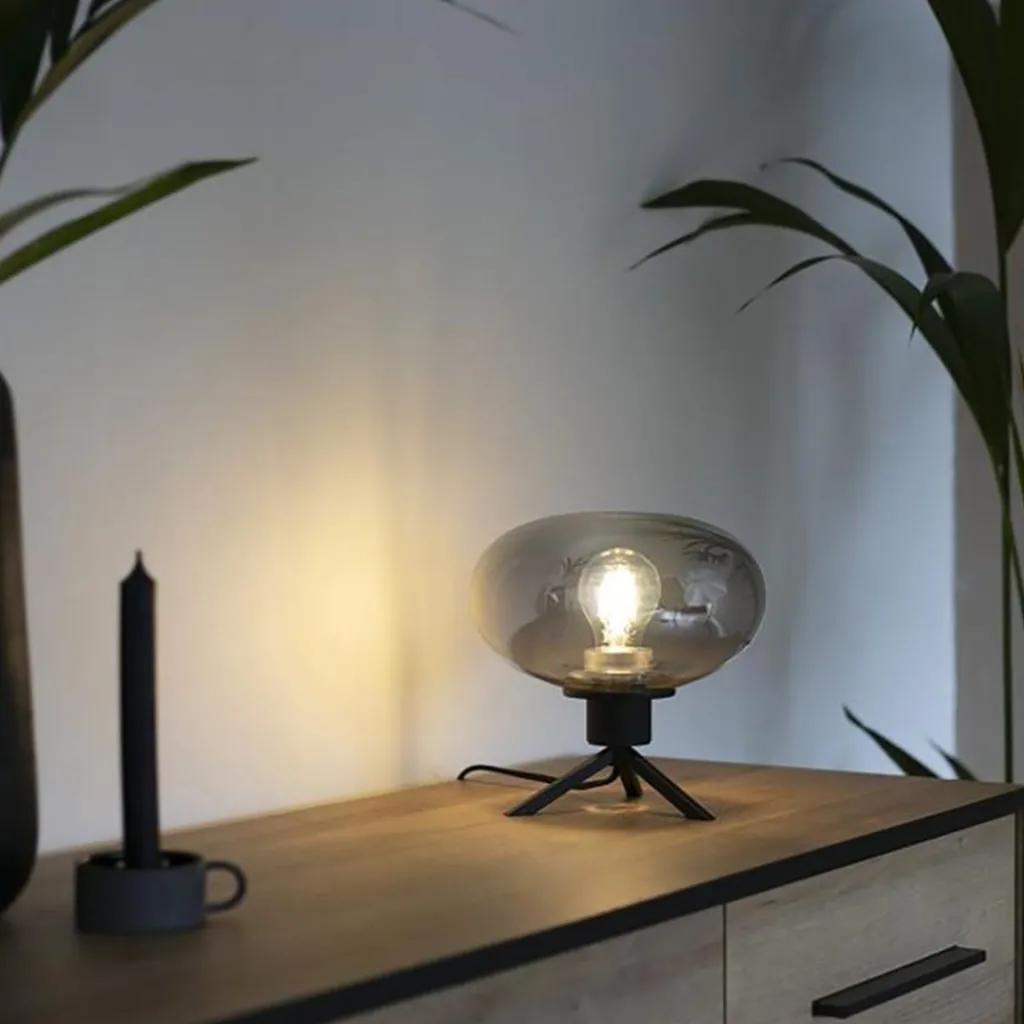 Straluma Tafellamp driepoot ufo smoke glas> Tafellampen|Driepoot lampen
