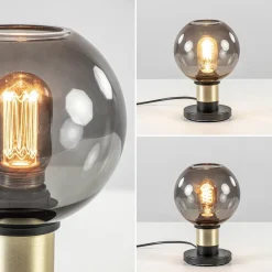 Straluma Tafellamp Lazise 15cm zwart/smoke/goud><noscript><img width=