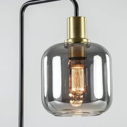 Straluma Tafellamp Lekar zwart/brons met smoke glazen kap><noscript><img width=