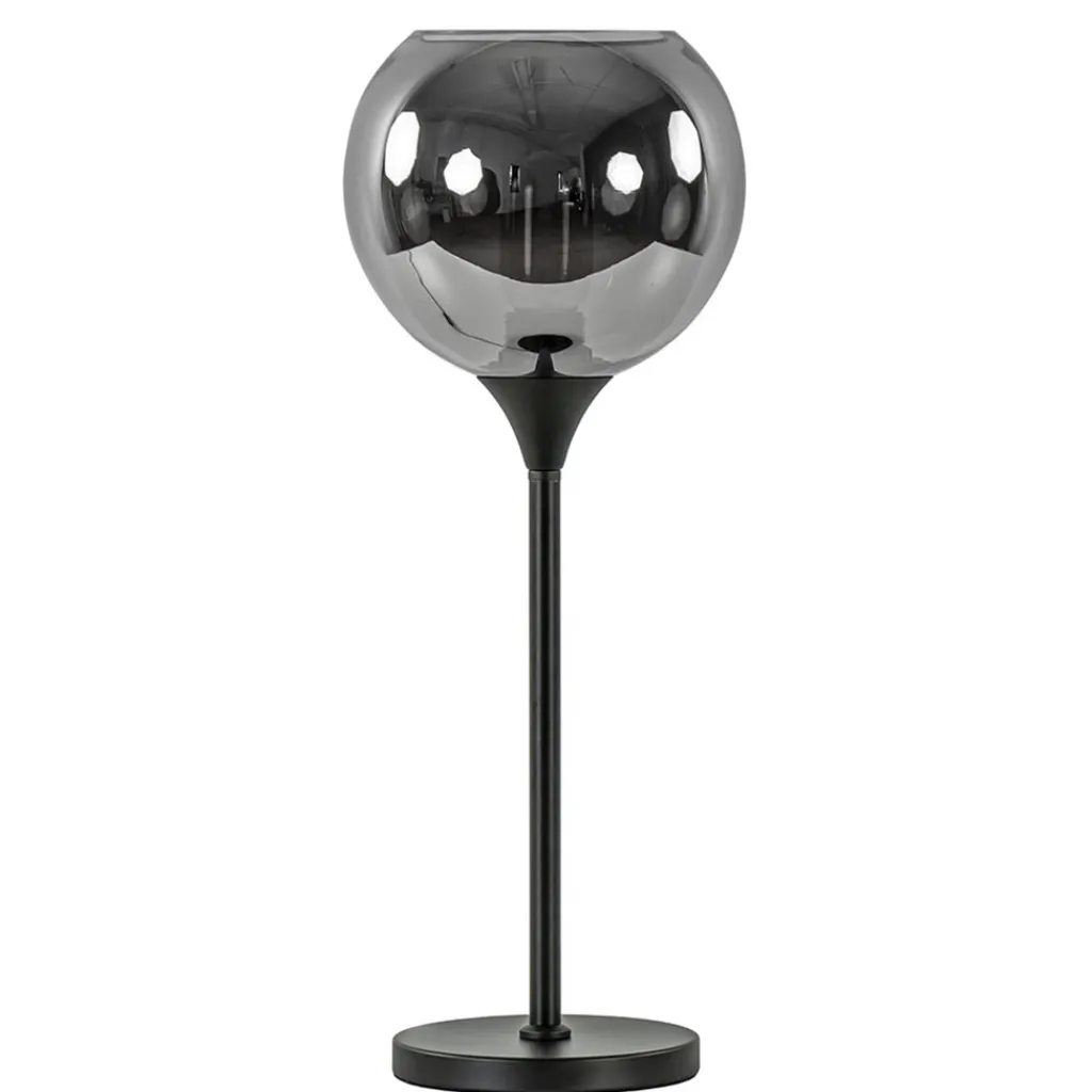 Straluma Tafellamp mat zwart met 20 cm smoke glazen bol> Tafellampen|Luxe Verlichting