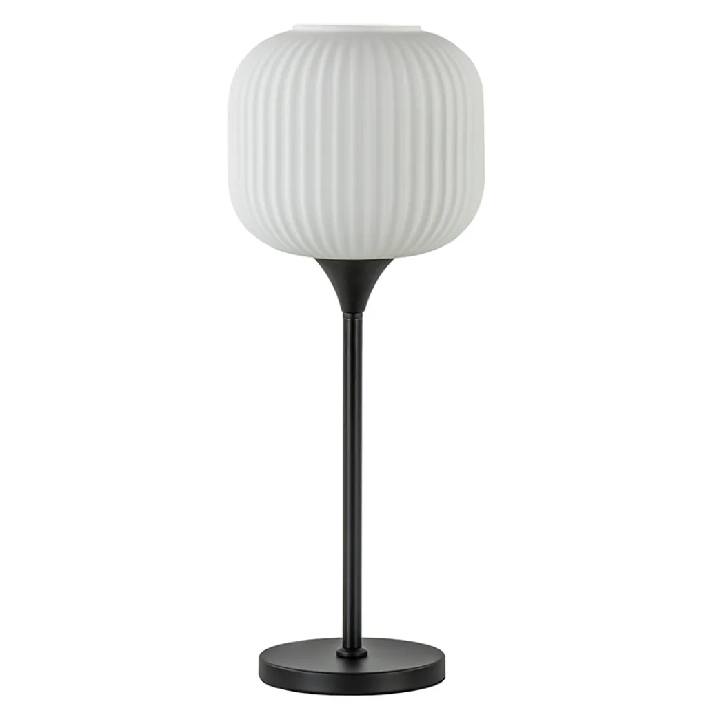Straluma Tafellamp mat zwart met wit glas hoog> Tafellampen|Retro Verlichting