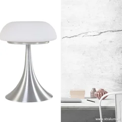 Straluma Tafellamp Purissima staal met opaal glas></noscript> Nachtkastlampen|Woonkamerlampen