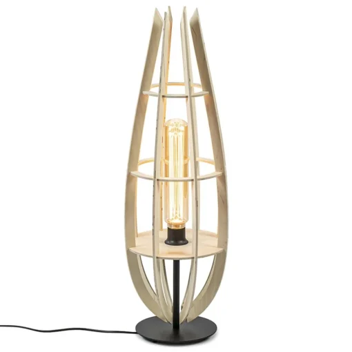 Straluma Tafellamp/vloerlamp naturel houten kap met zwart> Tafellampen|Vloerlampen