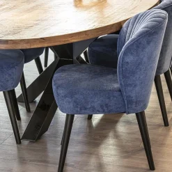Straluma Trendy eetkamerstoel blauw met zwarte houten poot><noscript><img width=