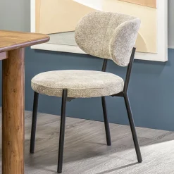Straluma Trendy eetkamerstoel gemêleerd taupe met zwarte poot><noscript><img width=
