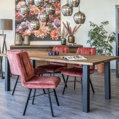 Straluma Trendy eetkamerstoel velvet blush met zwarte pootjes><noscript><img width=