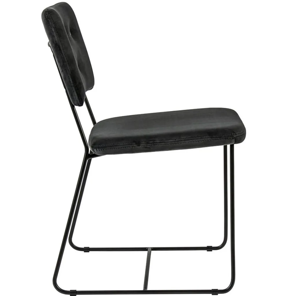 Straluma Trendy eetkamerstoel velvet grijs met metalen poot> Eetkamerstoelen
