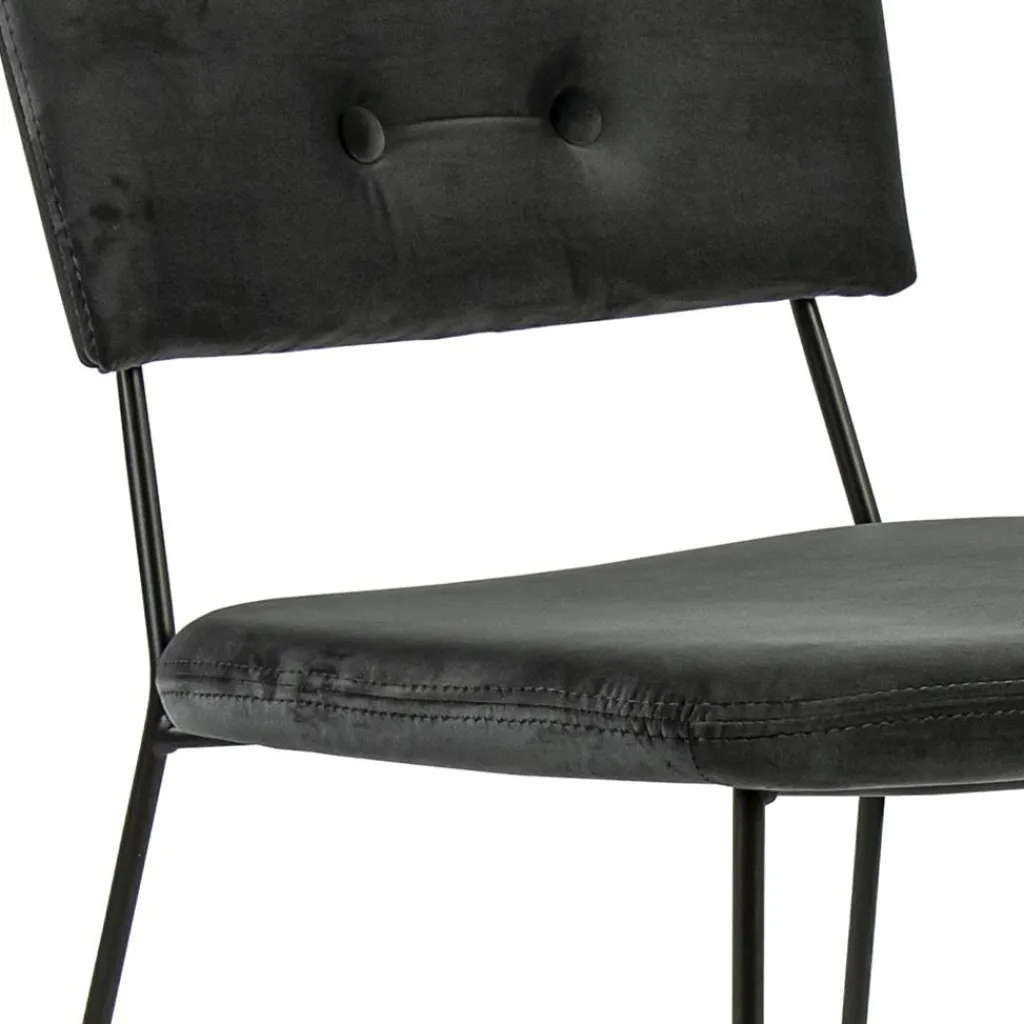 Straluma Trendy eetkamerstoel velvet grijs met metalen poot> Eetkamerstoelen