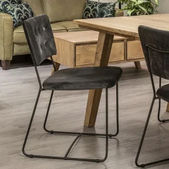 Straluma Trendy eetkamerstoel velvet grijs met metalen poot><noscript><img width=