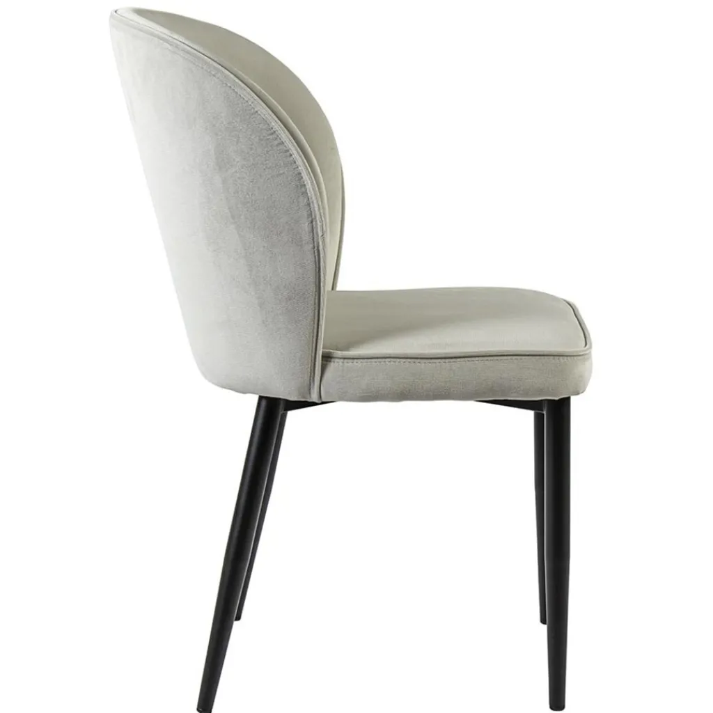 Straluma Trendy eetkamerstoel wit velours met zwart metalen poot> Eetkamerstoelen