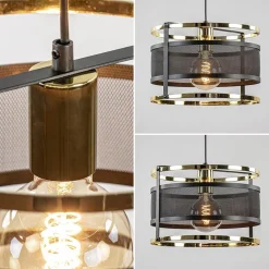 Straluma Trendy hanglamp mat zwart met hoogglans goud><noscript><img width=