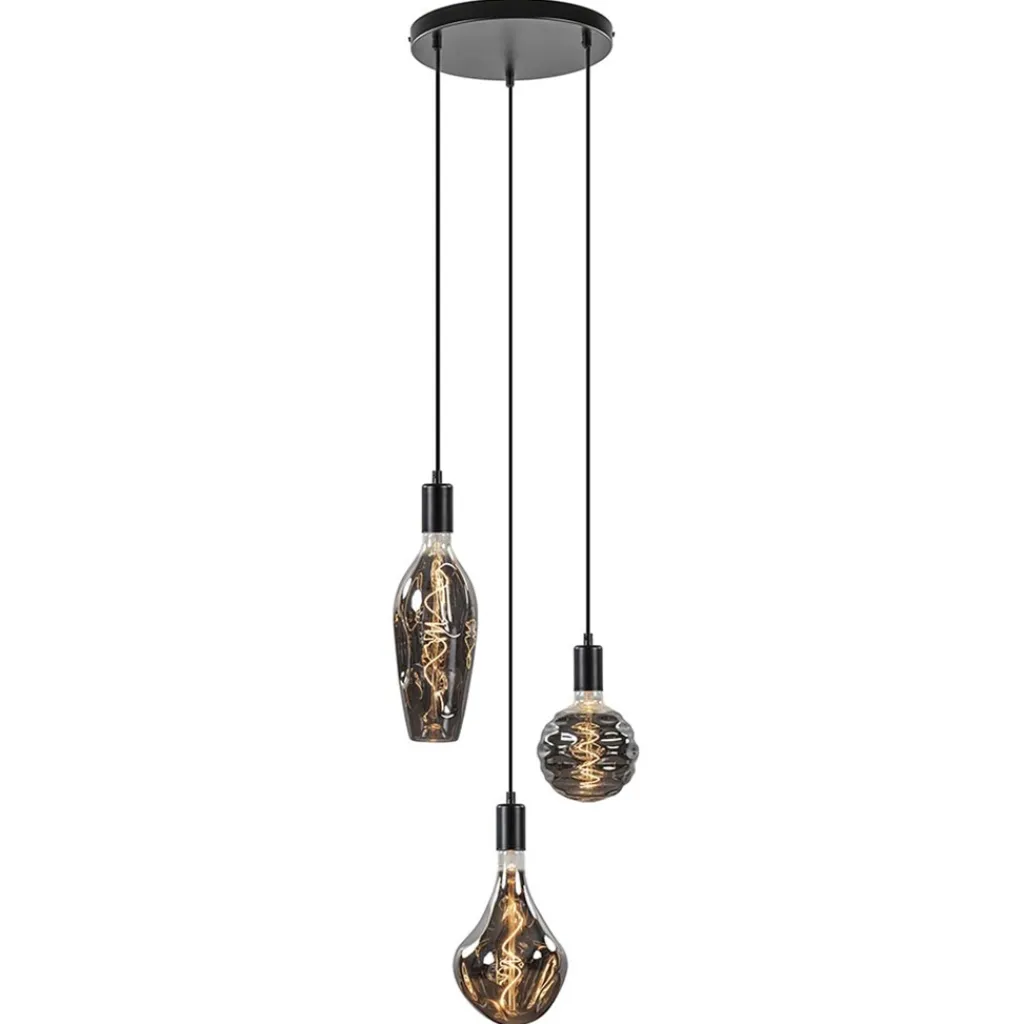Straluma Trendy 3-lichts hanglamp mat zwart exclusief lichtbron> Eetkamerverlichting|Hanglampen