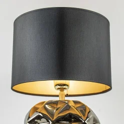 Straluma Trendy tafellamp keramiek goud met zwarte kap></noscript> Tafellampen|Schemerlampen