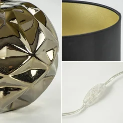 Straluma Trendy tafellamp keramiek goud met zwarte kap></noscript> Tafellampen|Schemerlampen