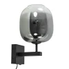 Straluma Trendy wandlamp zwart met smoke glazen kap en snoer> Wandlampen|Luxe Verlichting