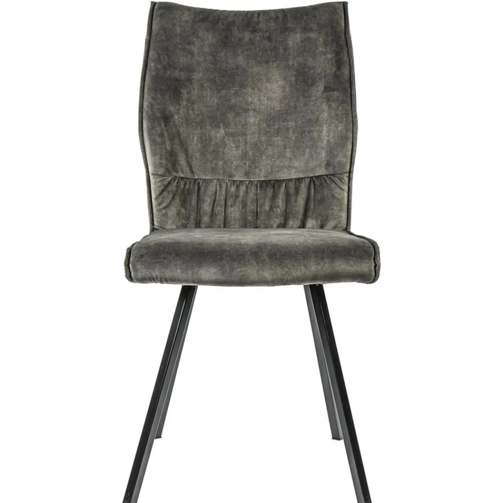 Straluma Velvet grijze eetkamerstoel met zwarte pootjes> Eetkamerstoelen