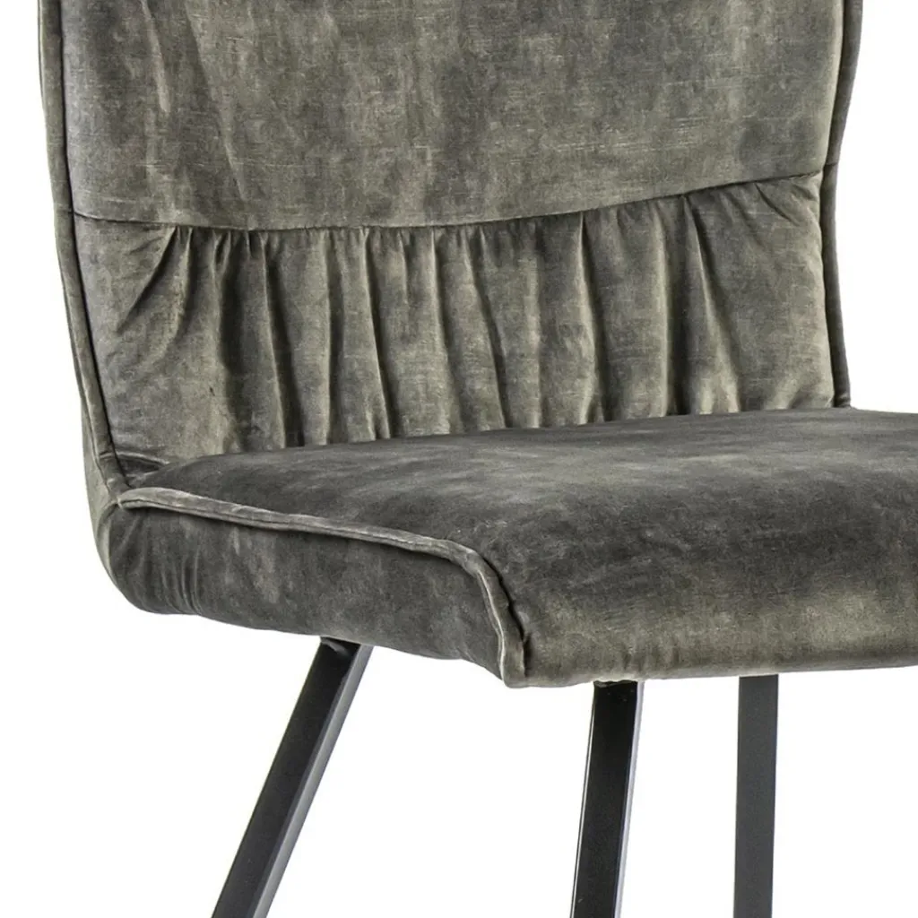 Straluma Velvet grijze eetkamerstoel met zwarte pootjes> Eetkamerstoelen