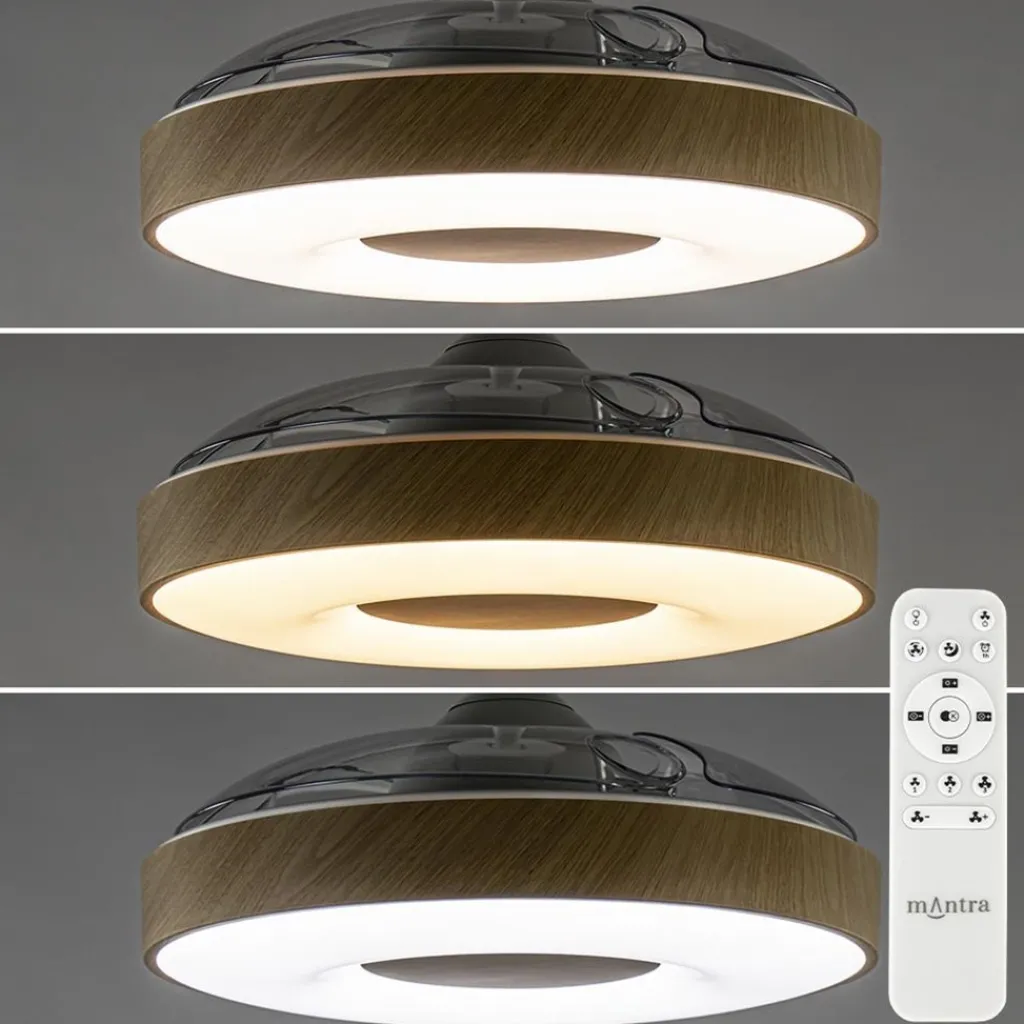 Straluma Ventilator Coin hout remote cct> Plafondlampen|Plafondventilatoren met lamp