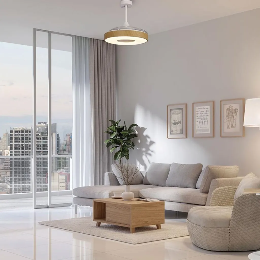 Straluma Ventilator Coin hout remote cct> Plafondlampen|Plafondventilatoren met lamp