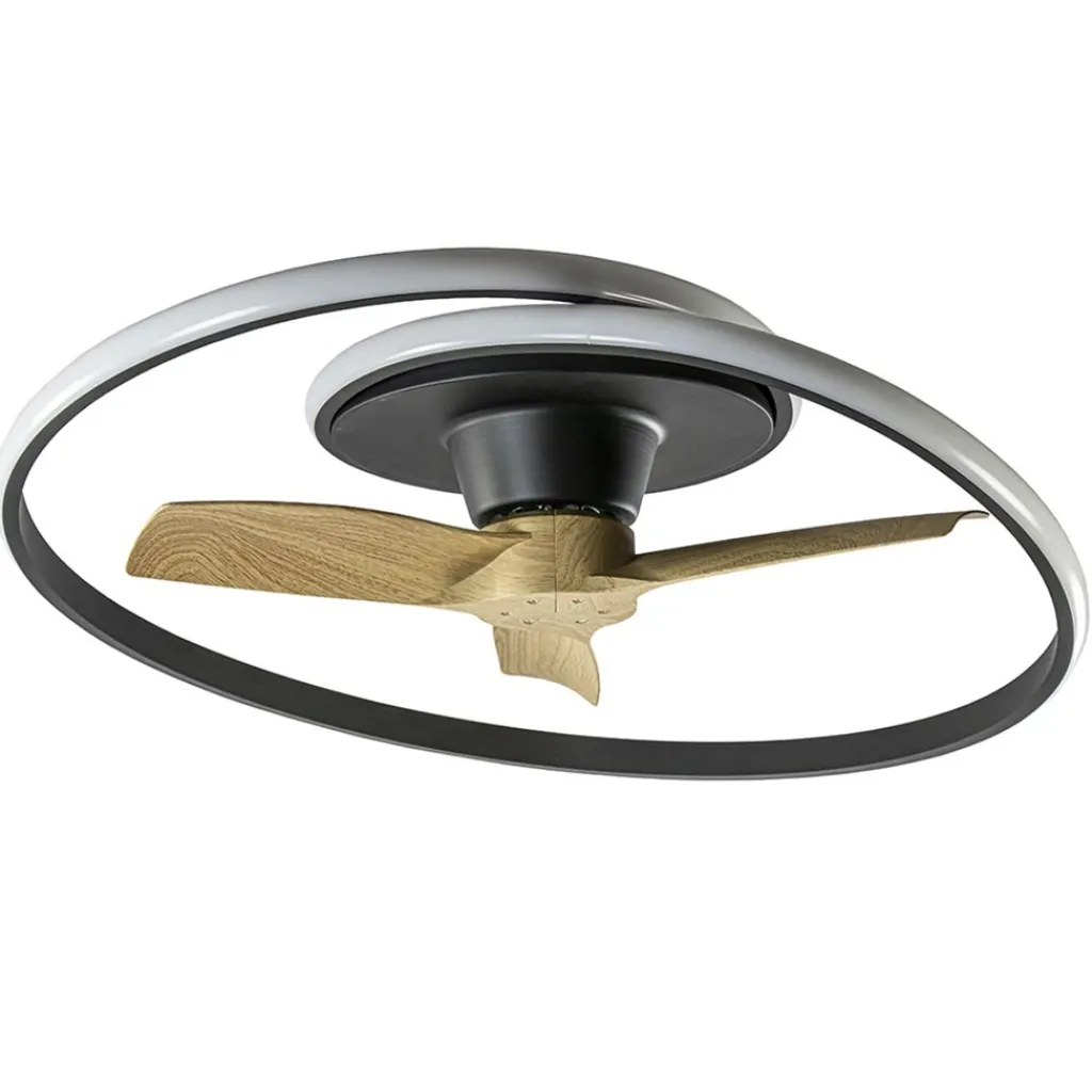 Straluma Ventilator Ocean zwart/hout + remote cct> Plafondlampen|Plafondventilatoren met lamp