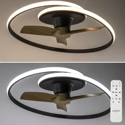 Straluma Ventilator Ocean zwart/hout + remote cct> Plafondlampen|Plafondventilatoren met lamp