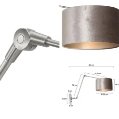 Straluma Verstelbare wandlamp staal met velourse kap zilver><noscript><img width=