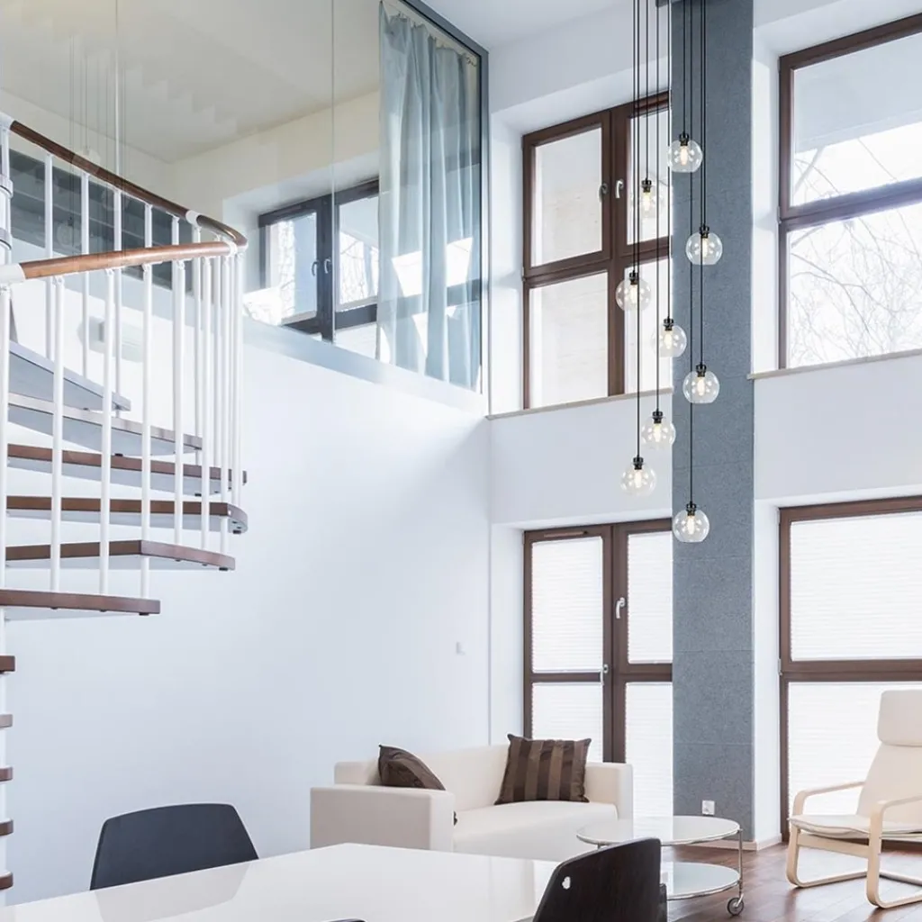 Straluma Videlamp / multipendel 9L zwart helder bolglas> Videverlichting|Pendel Lampen