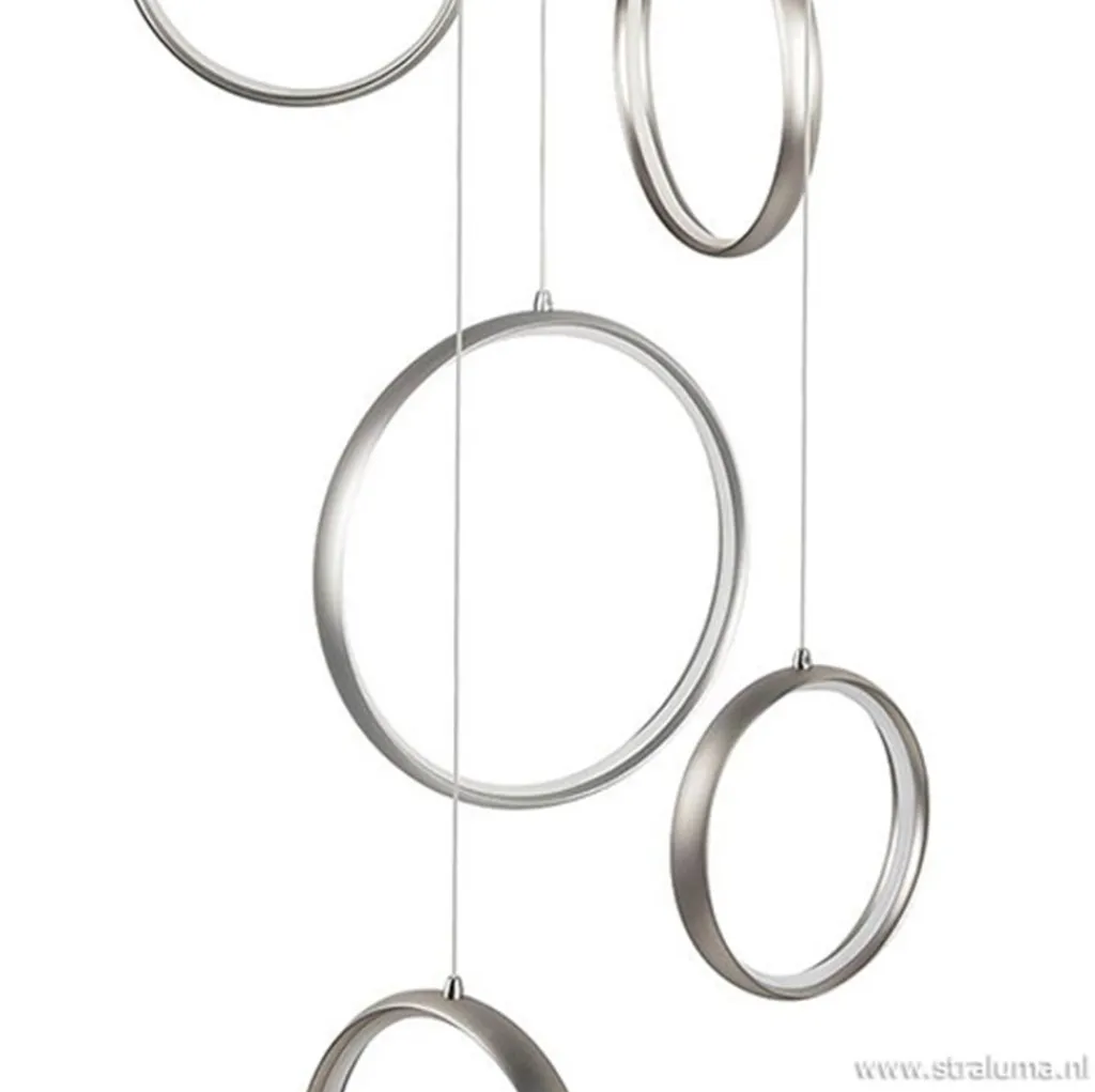 Straluma Videlamp Olympia nikkel 8 ringen> Hanglampen|Videverlichting