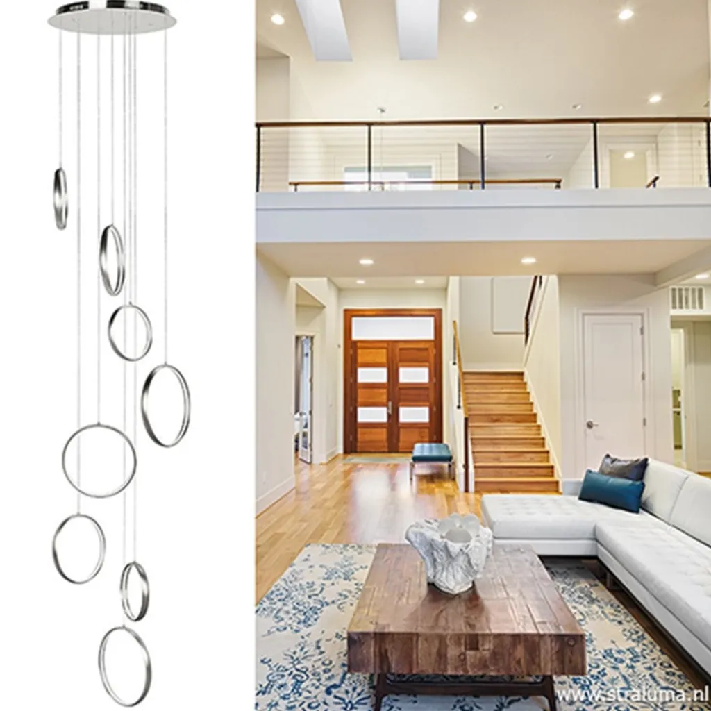 Straluma Videlamp Olympia nikkel 8 ringen> Hanglampen|Videverlichting