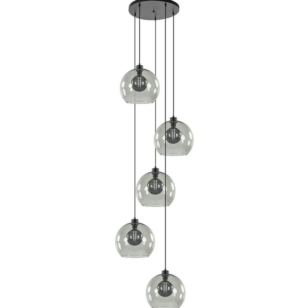 Straluma Videlamp zwart 5-lichts smoke glas> Videverlichting|Pendel Lampen