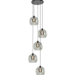 Straluma Videlamp zwart 5-lichts smoke glas> Videverlichting|Pendel Lampen