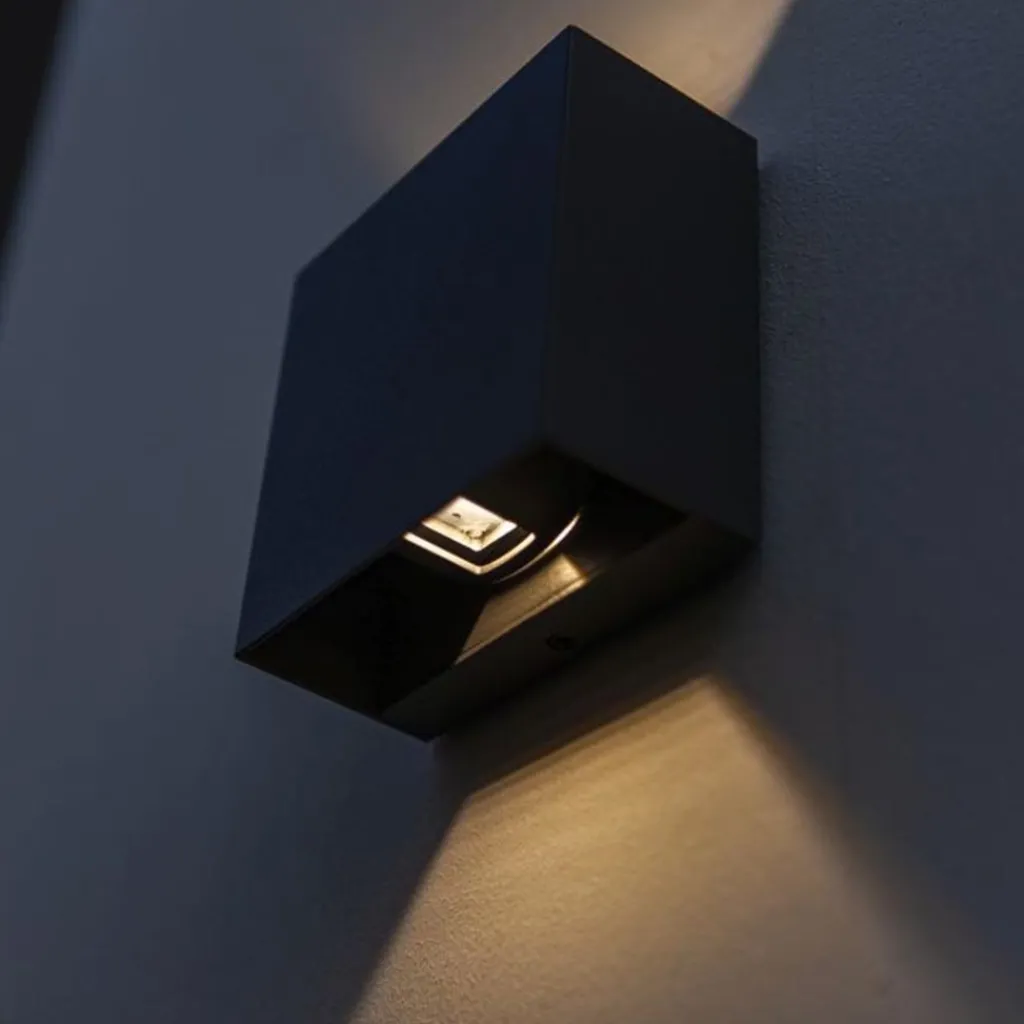 Straluma Vierkante LED buitenlamp wand zwart up+down> Buitenlampen