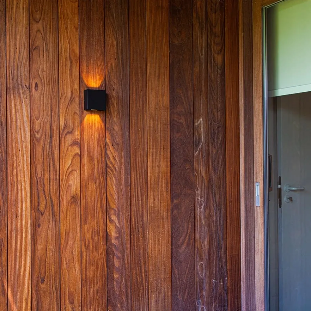 Straluma Vierkante LED buitenlamp wand zwart up+down> Buitenlampen