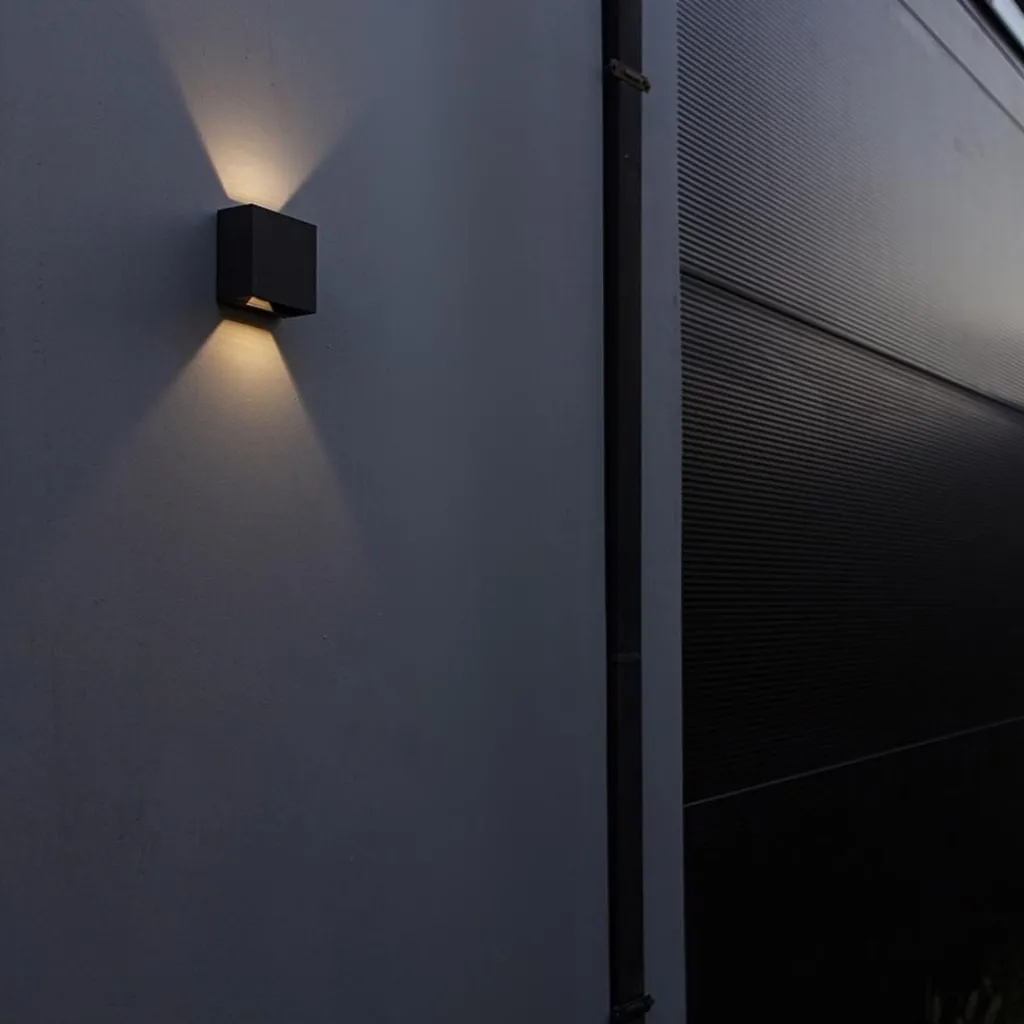 Straluma Vierkante LED buitenlamp wand zwart up+down> Buitenlampen