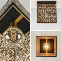 Straluma Vierkante plafondlamp zwart met gouden binnenzijde><noscript><img width=