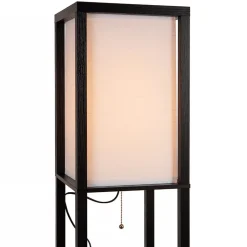 Straluma Vierkante vloerlamp zwart met beige kap en oplaadplatform></noscript> Vloerlampen|Landelijke Verlichting