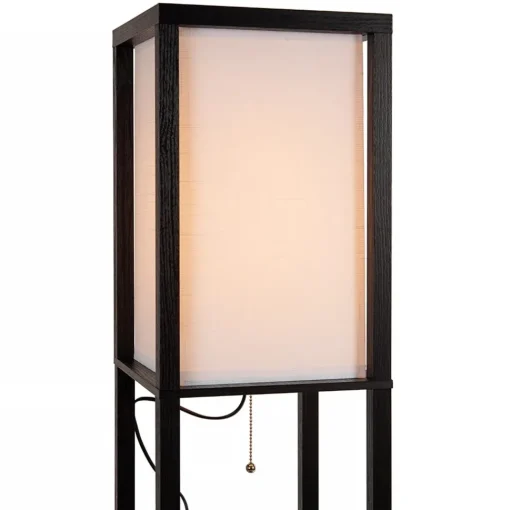 Straluma Vierkante vloerlamp zwart met beige kap en oplaadplatform> Vloerlampen|Landelijke Verlichting