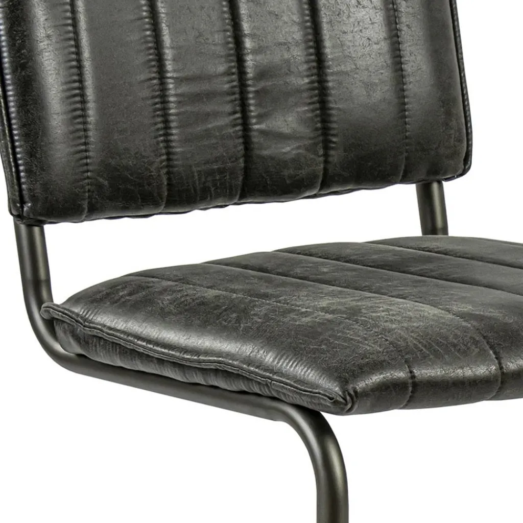 Straluma Vintage eetkamerstoel dark grey met gunmetal frame> Eetkamerstoelen