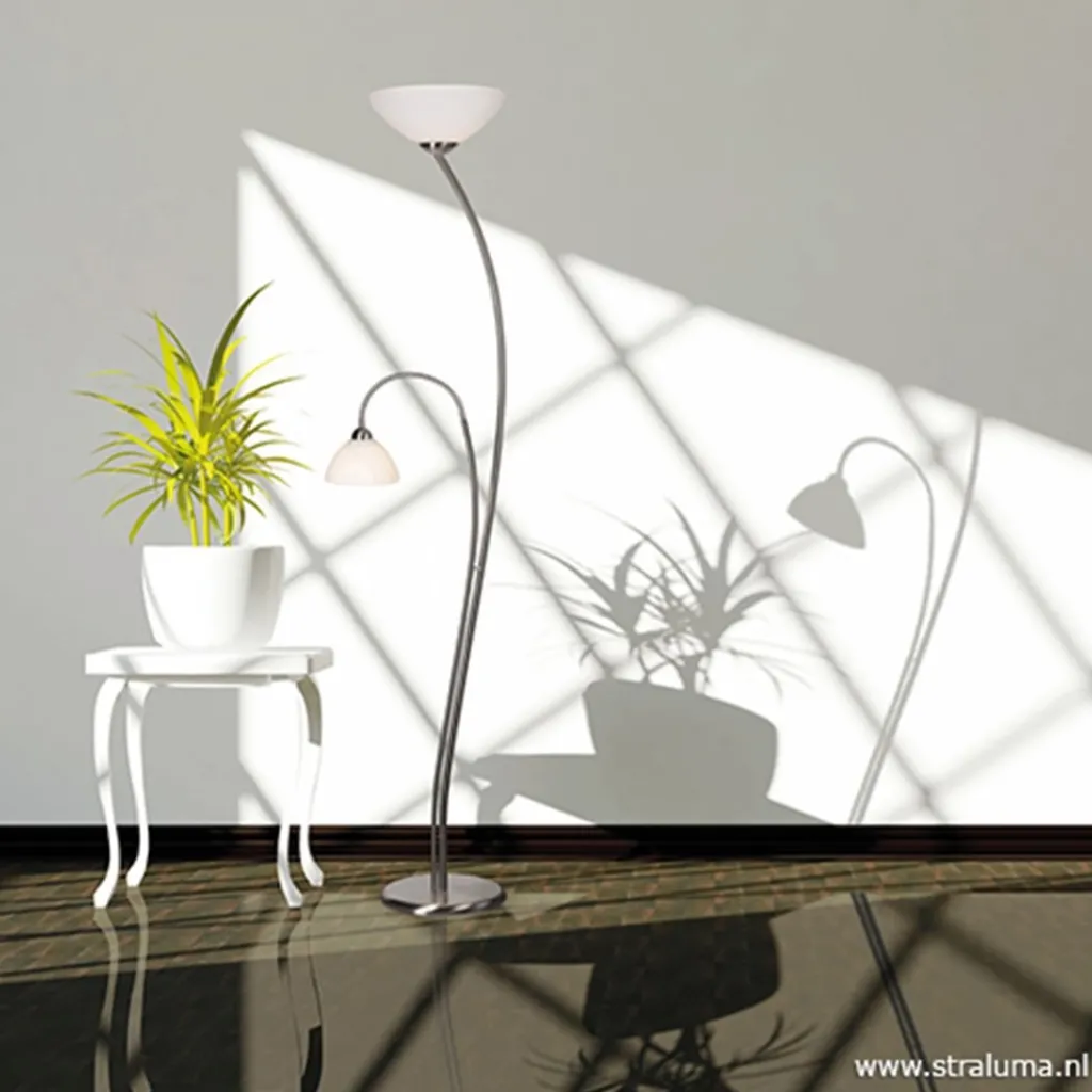 Straluma Vloerlamp Capri staal/glas met leeslamp> Leeslampen|Uplighters
