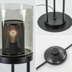 Straluma Vloerlamp cilinder mat zwart met smoke glazen kap><noscript><img width=