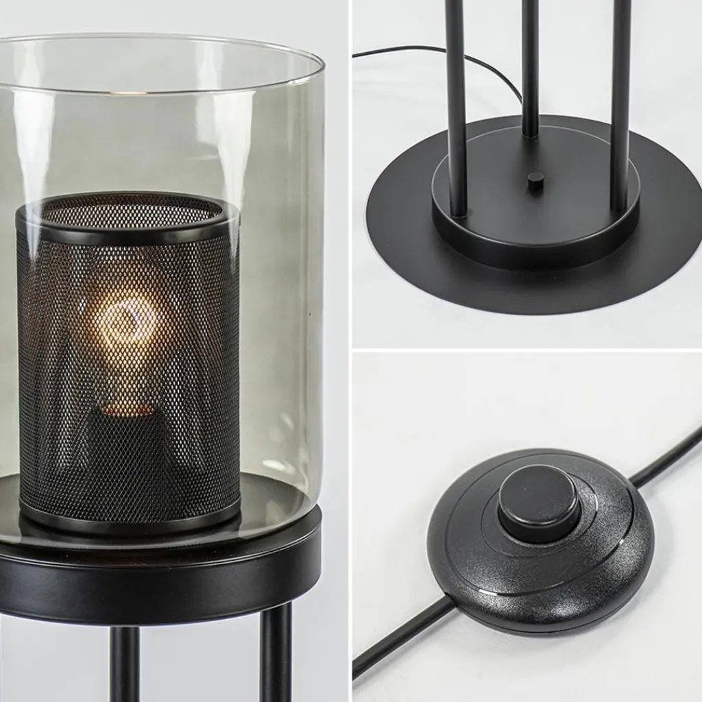 Straluma Vloerlamp cilinder mat zwart met smoke glazen kap> Vloerlampen|Industriële Verlichting
