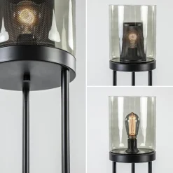Straluma Vloerlamp cilinder mat zwart met smoke glazen kap><noscript><img width=