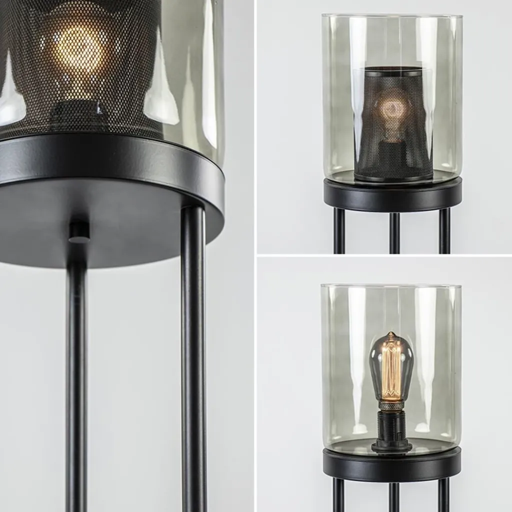 Straluma Vloerlamp cilinder mat zwart met smoke glazen kap> Vloerlampen|Industriële Verlichting