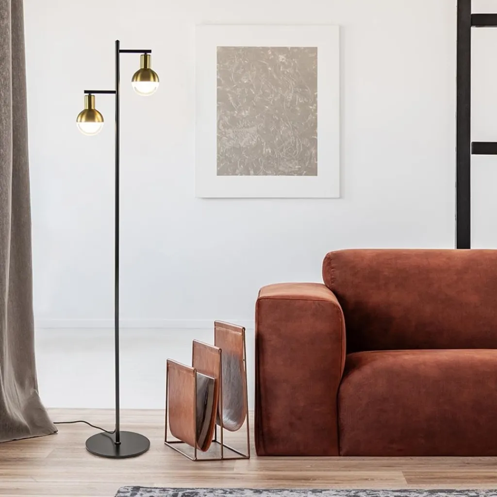 Straluma Vloerlamp Drop 2 zwart/matgoud> Vloerlampen|Retro Verlichting