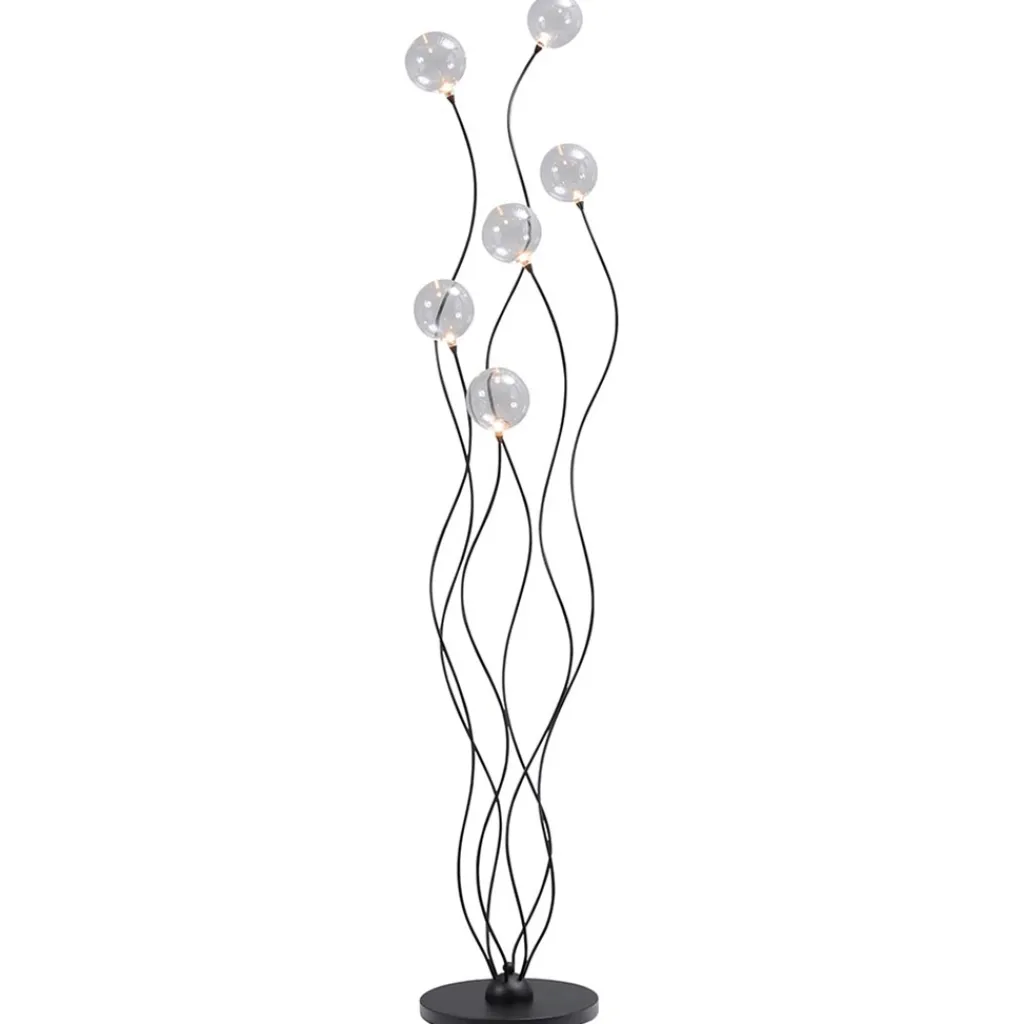 Straluma Vloerlamp Gio zwart + bolglas helder> Vloerlampen|LED Vloerlampen
