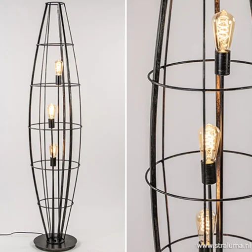 Straluma Vloerlamp Havana Grande antiek zwart> Woonkamerlampen|Halverlichting