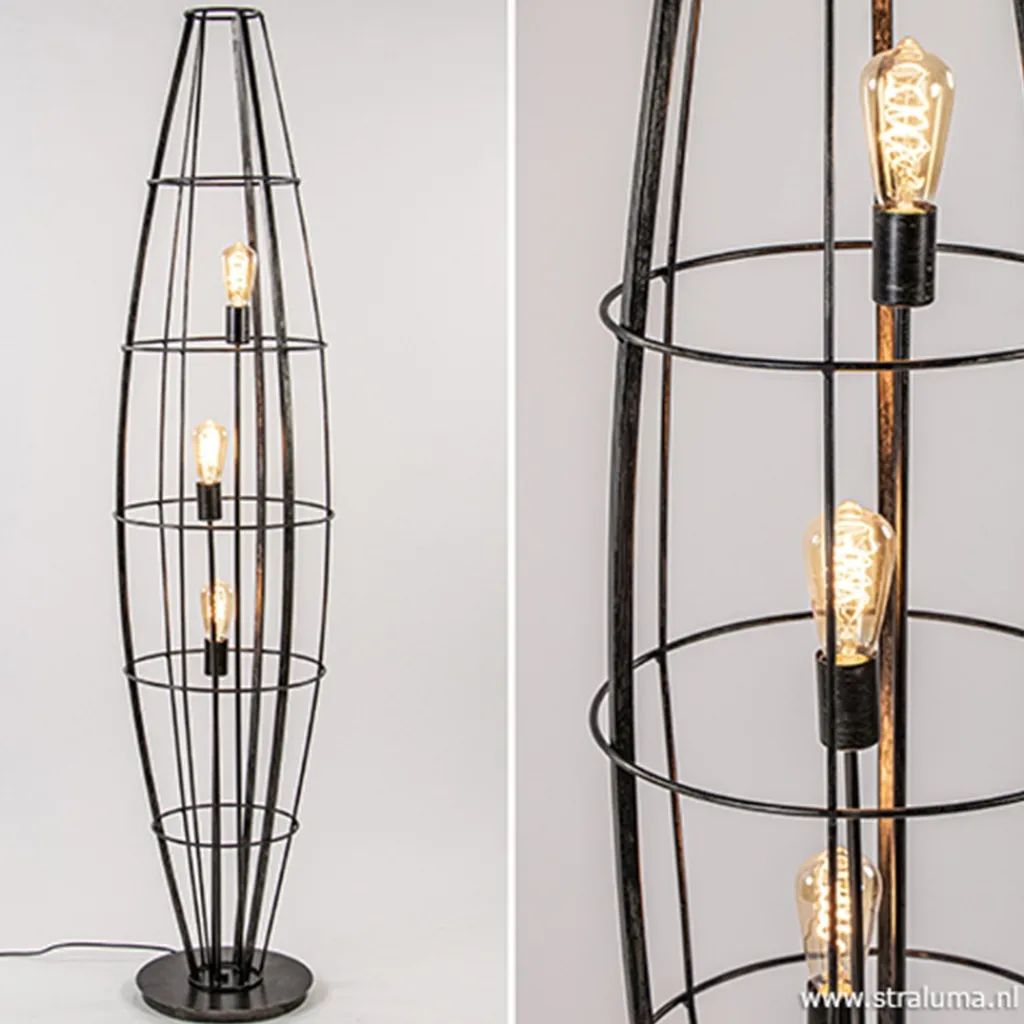 Straluma Vloerlamp Havana Grande antiek zwart> Woonkamerlampen|Halverlichting