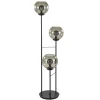 Straluma Vloerlamp 3-L zwart met bolglas smoke> Woonkamerlampen|Vloerlampen