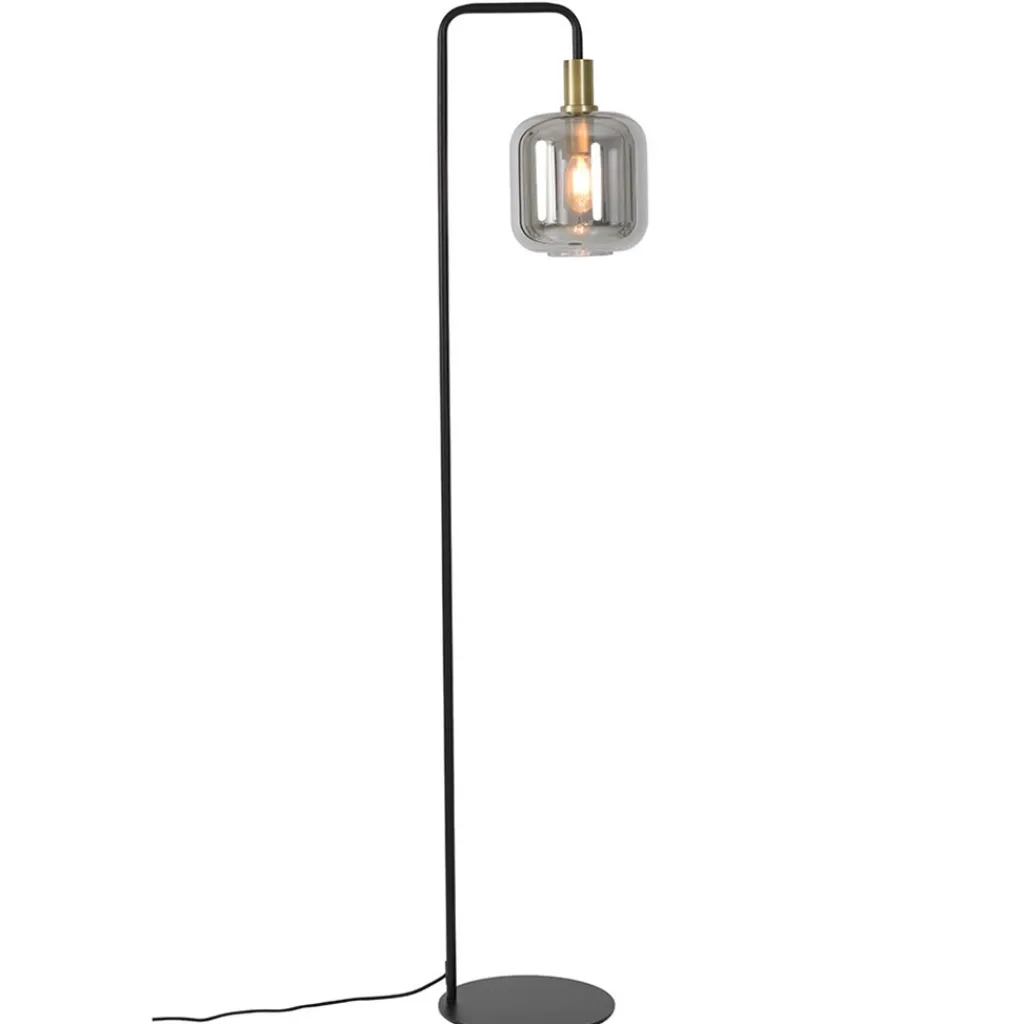 Straluma Vloerlamp Lekar zwart met smoke glas> Light and Living|Woonkamerlampen